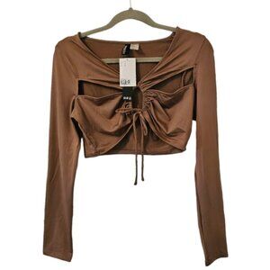 Brown Divided H&amp;M Women's Cut-Out Crop Top